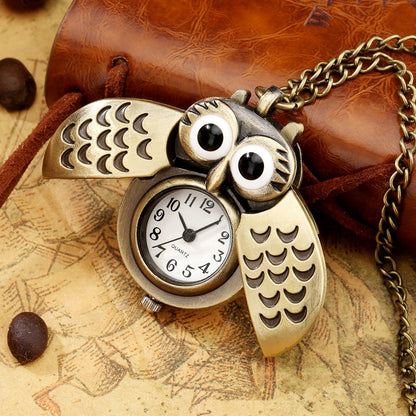 Vintage Bronze Owl Pocket Watch