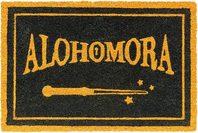 Black and gold alohomora doormat